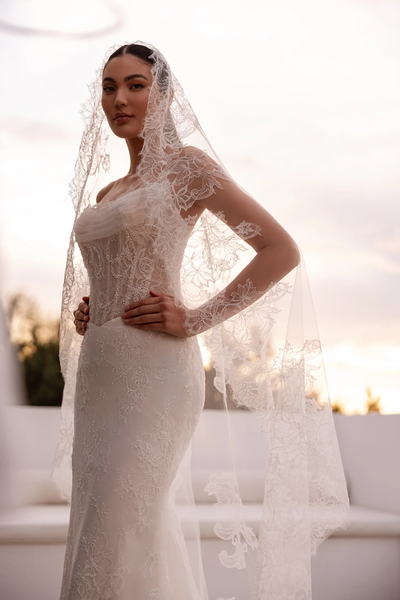Voorkant van Demetrios Platinum Sorya DP560 trouwjurk