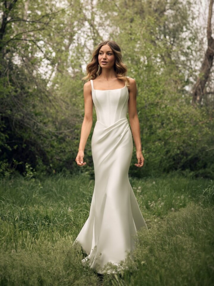 Rebecca Ingram Pamela fit & flare trouwjurk van satijn