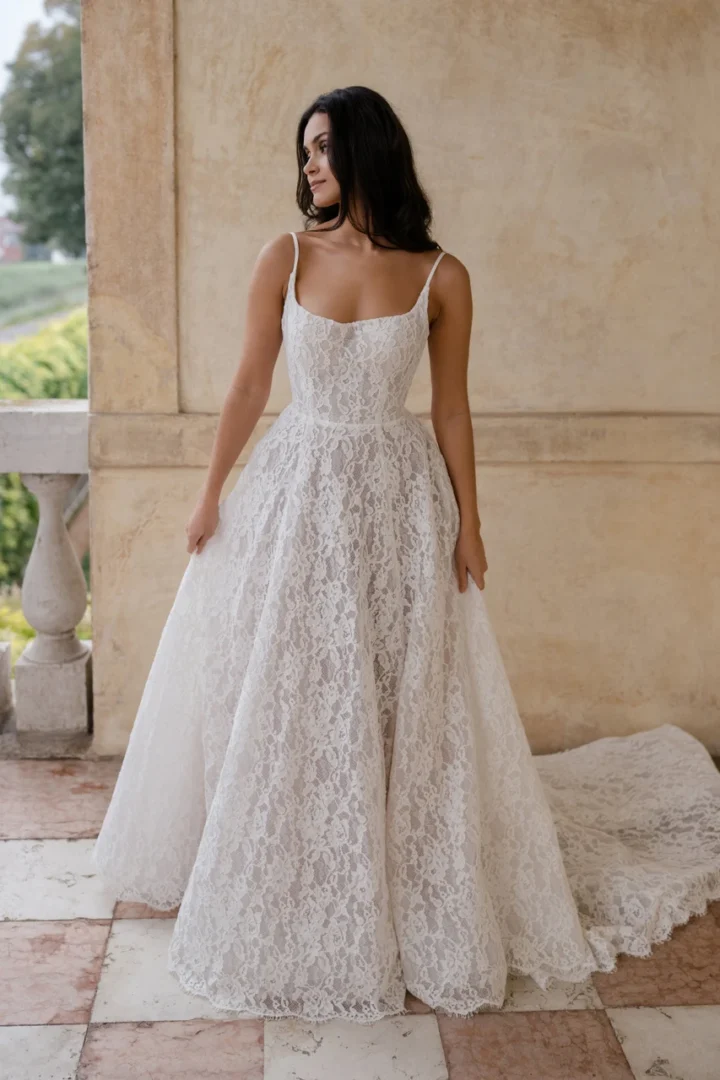 Abella Cecile E627 romantische kanten trouwjurk