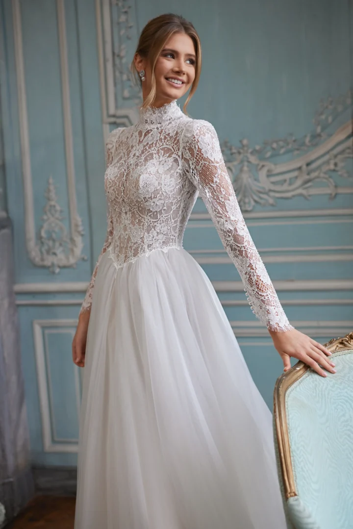 Dama Couture Tonia trouwjurk met lange mouwen