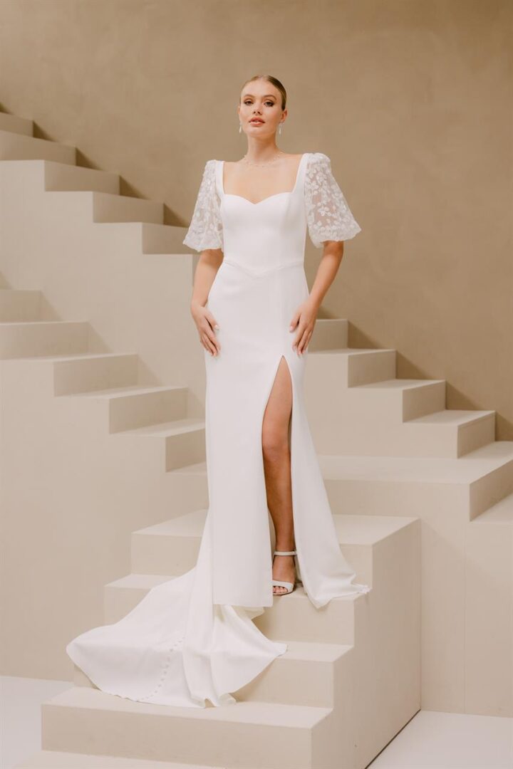 Marylise Florencia cleane crêpe trouwjurk