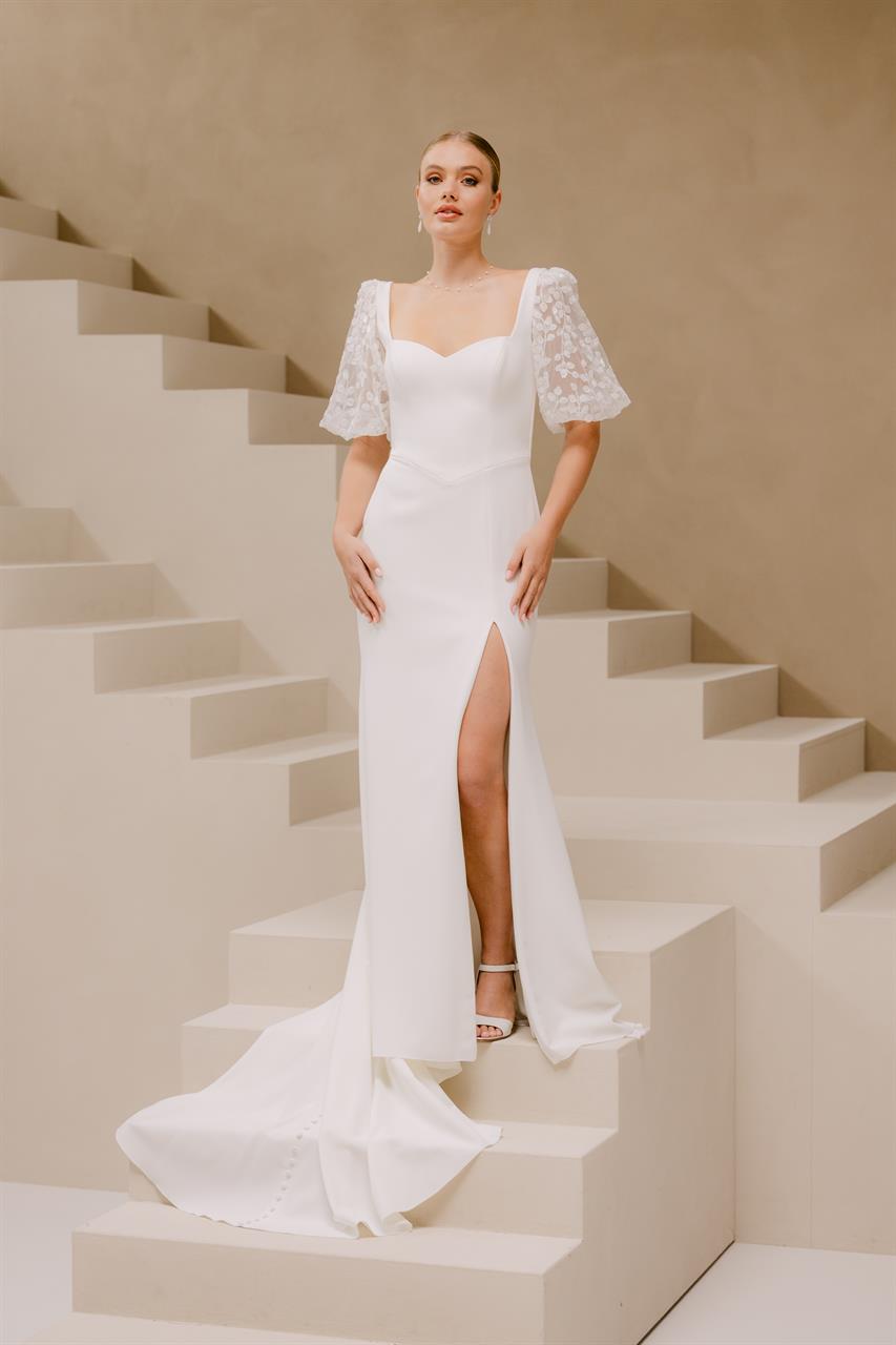 Marylise Florencia cleane crêpe trouwjurk